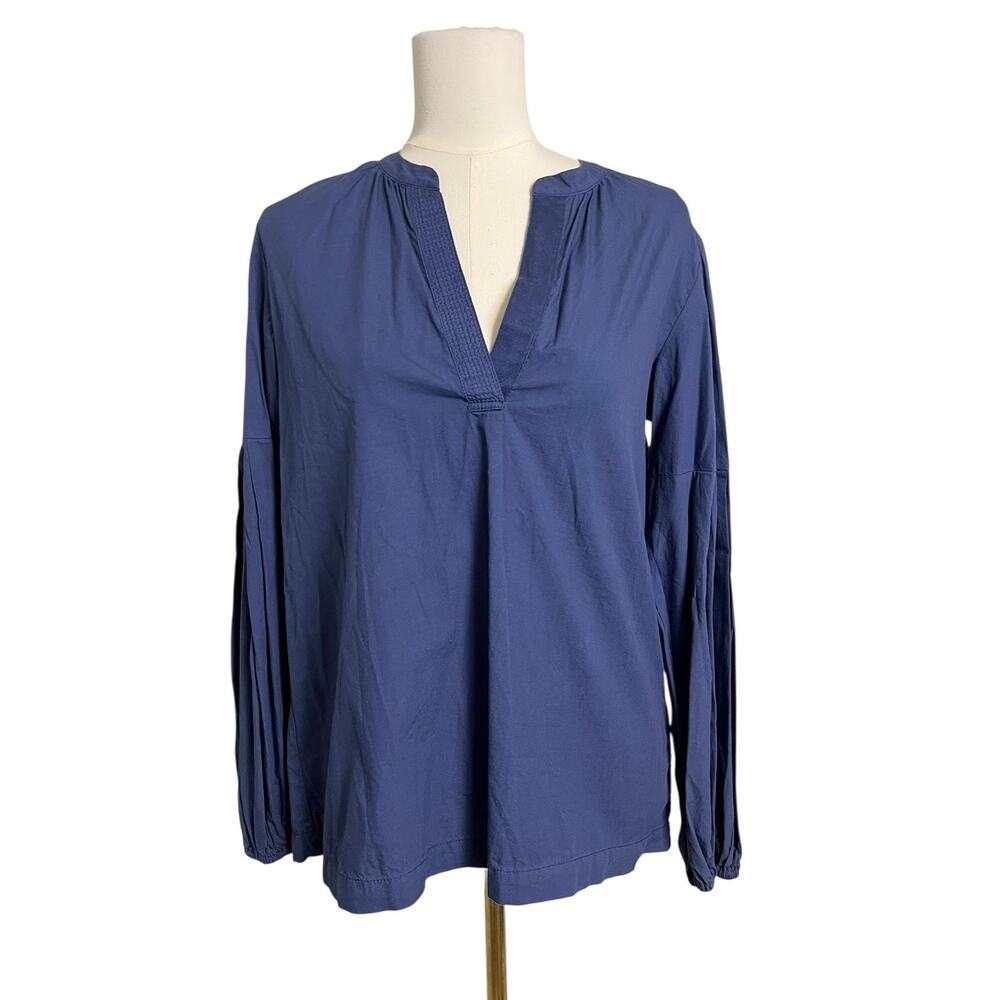 Lou & Grey Blue Long-Sleeve Split-Neck Blouse